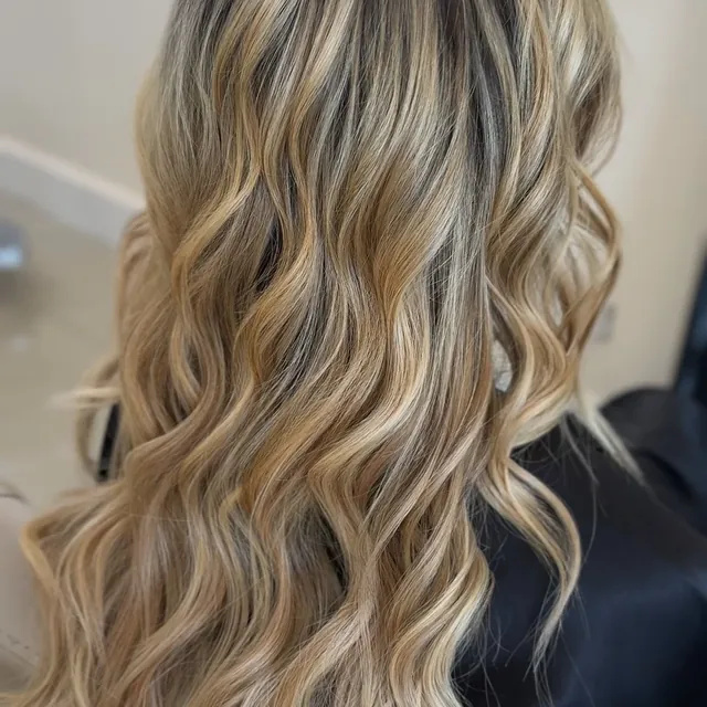 Blonde balayage waves by Kayla